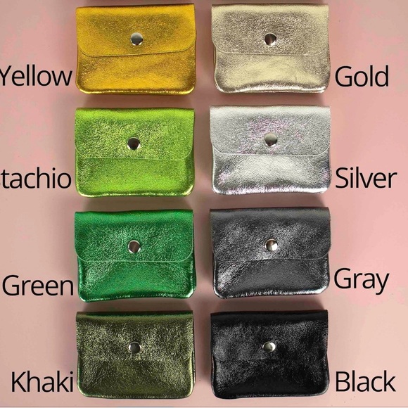 Red Metallic Leather Coin Purse - Picture 7 of 11